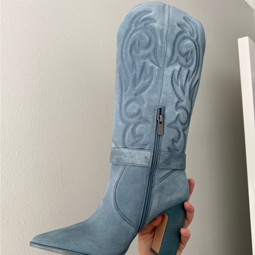 New Vince Camuto Blue Suede Boots -western blue - Picture 10 of 13